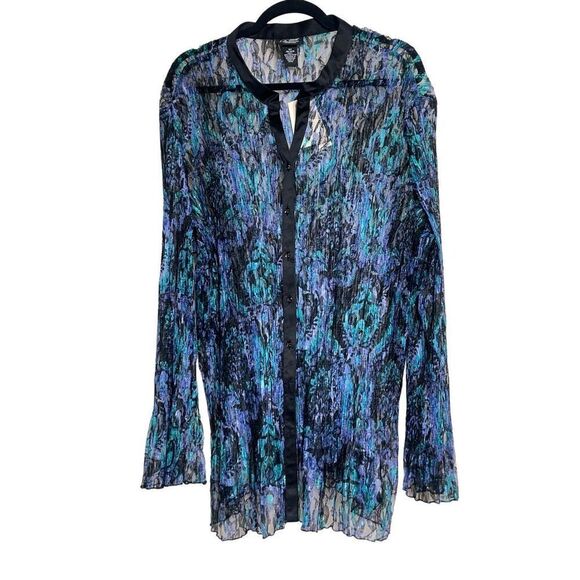 Liz & Me Platinum Collection Sheer Lace Long  Sleeve Plus Size Blouse 4X - Picture 1 of 4
